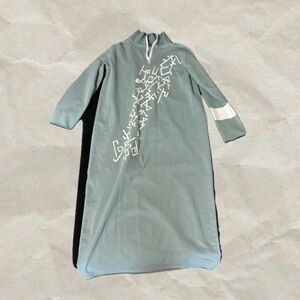 Green Long Sleeve Dress with White Armenian Graphic